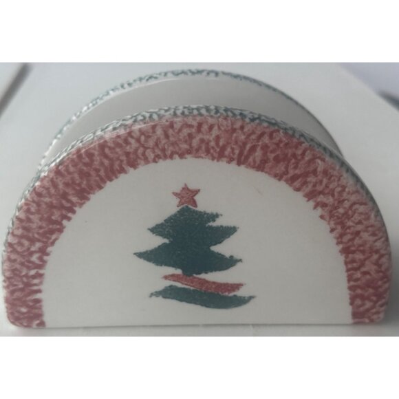 Ceramic Winter Holidays Christmas Tree Napkin Holder and Spoon Holder (READ) - Picture 4 of 16